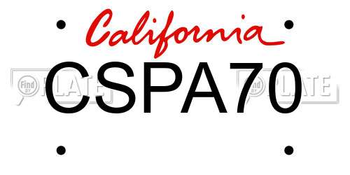 CSPA70 California License Plate