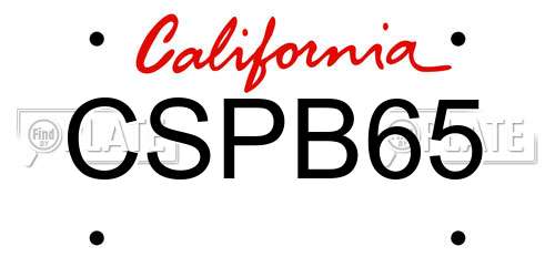 CSPB65 California License Plate