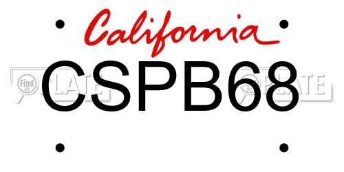 CSPB68 California License Plate
