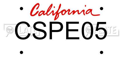 CSPE05 California License Plate