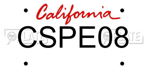 CSPE08 California License Plate