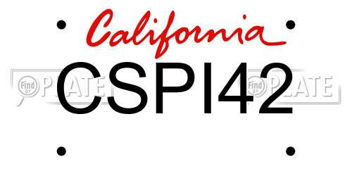 CSPI42 California License Plate