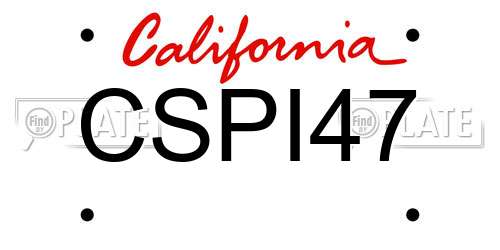 CSPI47 California License Plate