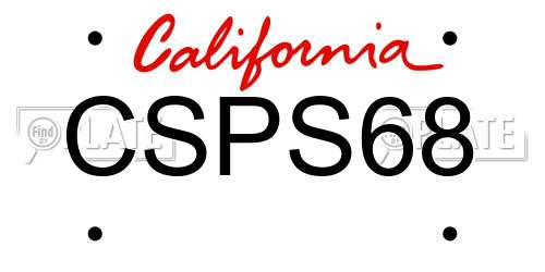CSPS68 California License Plate