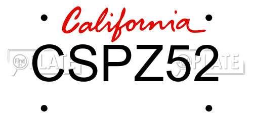 CSPZ52 California License Plate