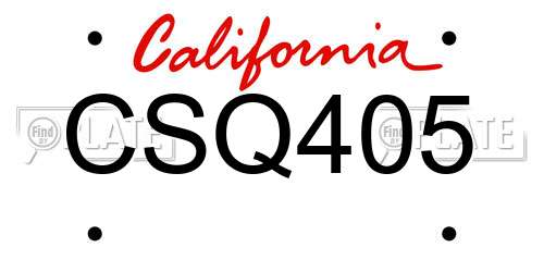 CSQ405 California License Plate