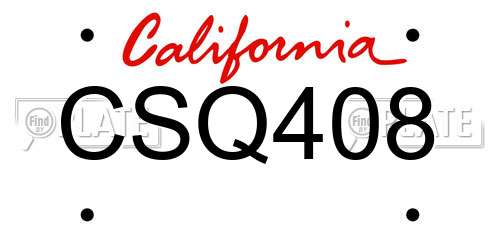 CSQ408 California License Plate