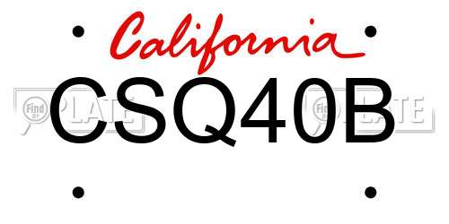 CSQ40B California License Plate