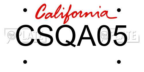CSQA05 California License Plate