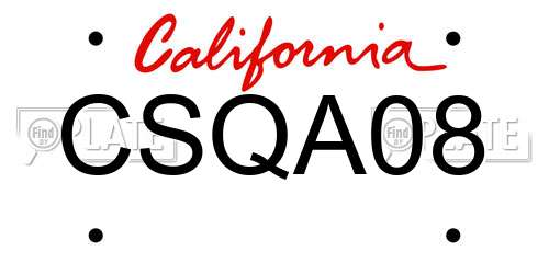 CSQA08 California License Plate