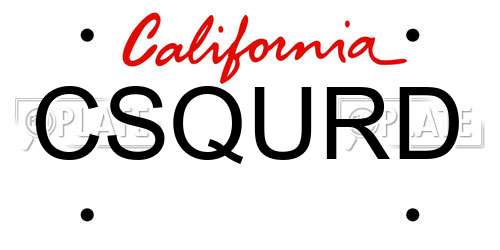 CSQURD California License Plate
