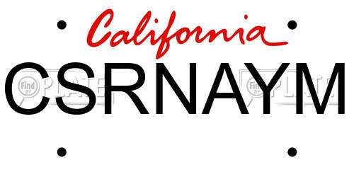 CSRNAYM California License Plate