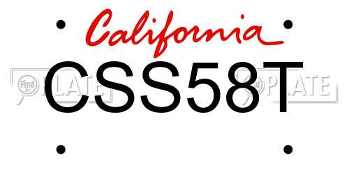 CSS58T California License Plate