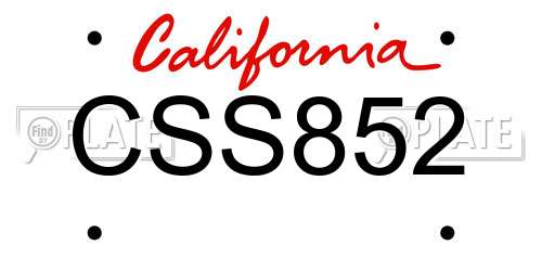 CSS852 California License Plate