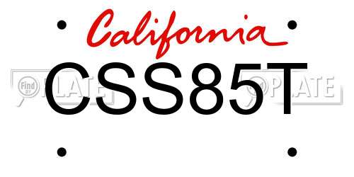 CSS85T California License Plate