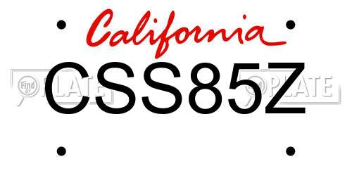 CSS85Z California License Plate