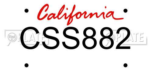 CSS882 California License Plate