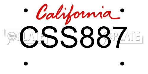 CSS887 California License Plate