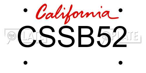 CSSB52 California License Plate
