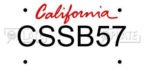 CSSB57 California License Plate