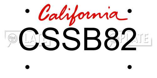CSSB82 California License Plate
