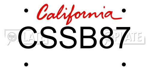CSSB87 California License Plate