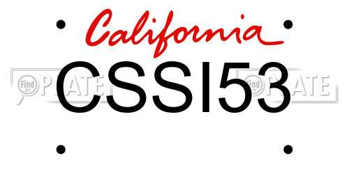 CSSI53 California License Plate