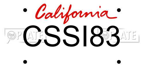 CSSI83 California License Plate