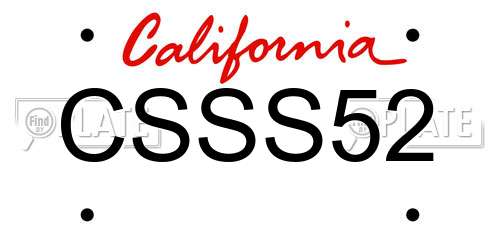 CSSS52 California License Plate
