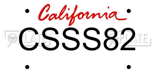 CSSS82 California License Plate