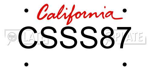 CSSS87 California License Plate