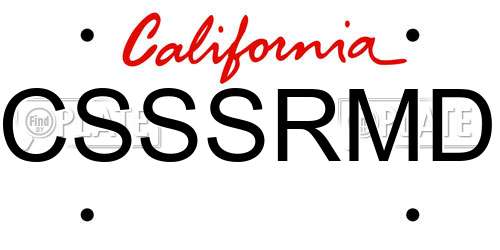 CSSSRMD California License Plate