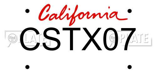 CSTX07 California License Plate
