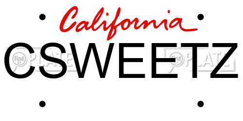 CSWEETZ California License Plate