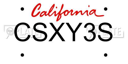 CSXY3S California License Plate
