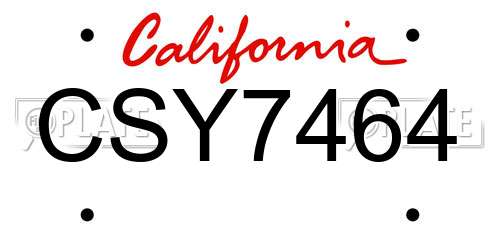 CSY7464 California License Plate