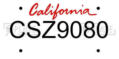 CSZ9080 California License Plate
