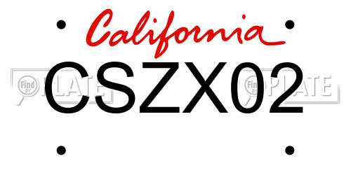 CSZX02 California License Plate