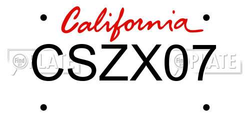 CSZX07 California License Plate