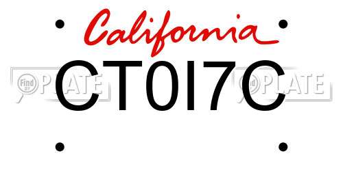 CT0I7C California License Plate