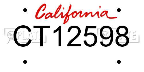 CT12598 California License Plate