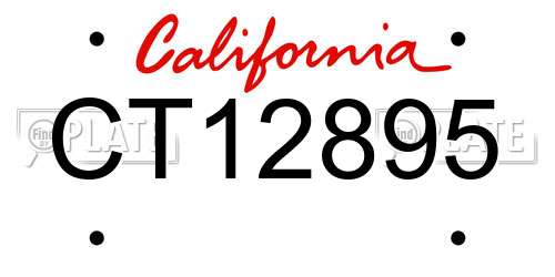 CT12895 California License Plate