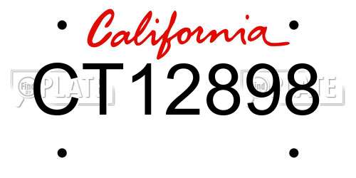 CT12898 California License Plate