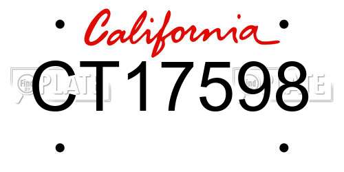 CT17598 California License Plate
