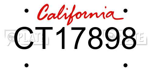 CT17898 California License Plate