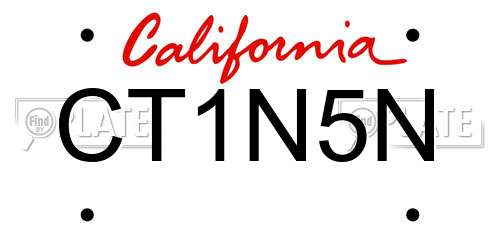CT1N5N California License Plate