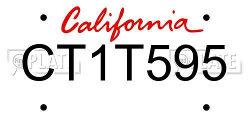 CT1T595 California License Plate