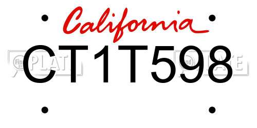 CT1T598 California License Plate