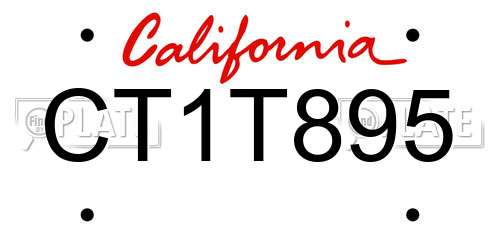 CT1T895 California License Plate