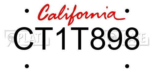 CT1T898 California License Plate